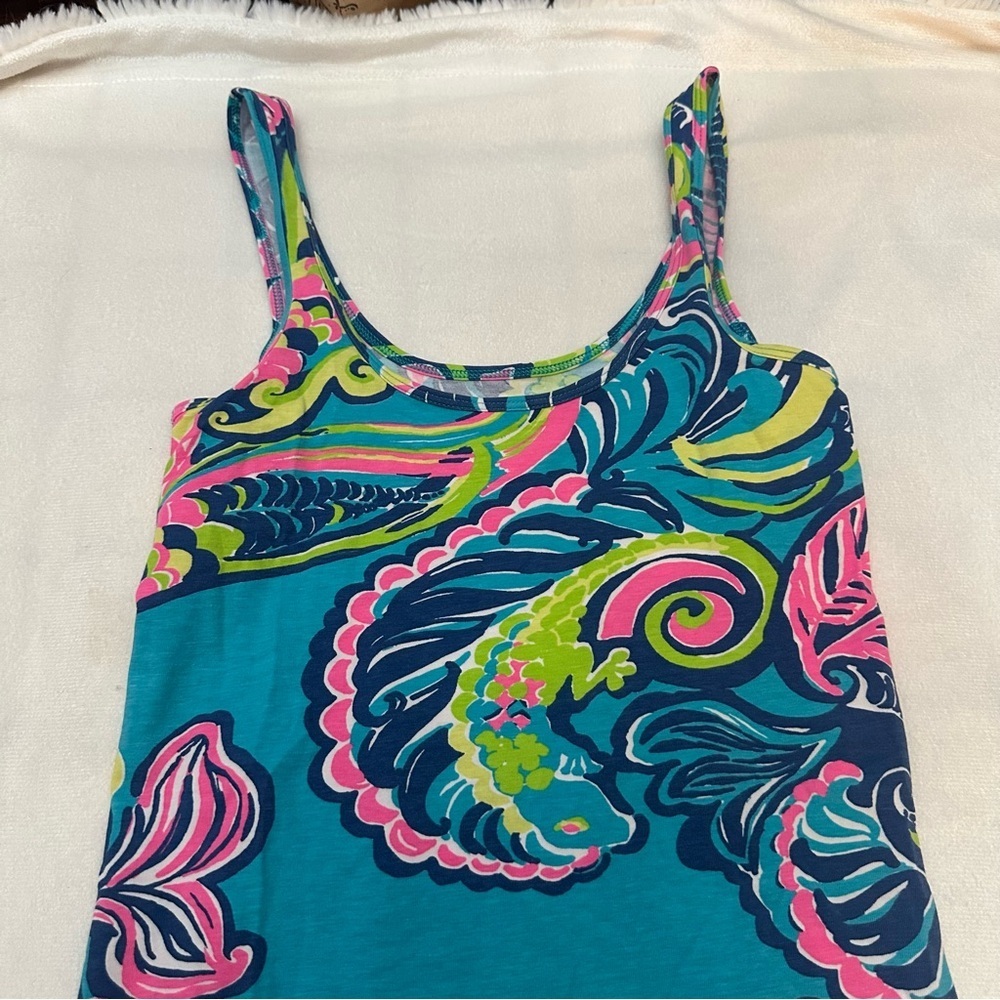 Lilly Pulitzer Tabbie Tank in Sea Blue XS 51519 - Picture 4 of 9
